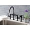 Kingston Brass KS2330KL Industrial Style Bridge Kitchen Faucet with Brass Sprayer, Matte Black KS2330KL - alternate 4